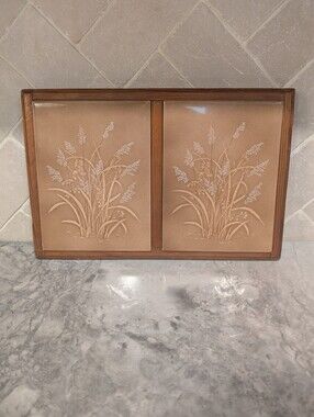 Vintage Tile Panel Trivet Coaster Tan Wheat Print Cottagecore Farm House Kitchen